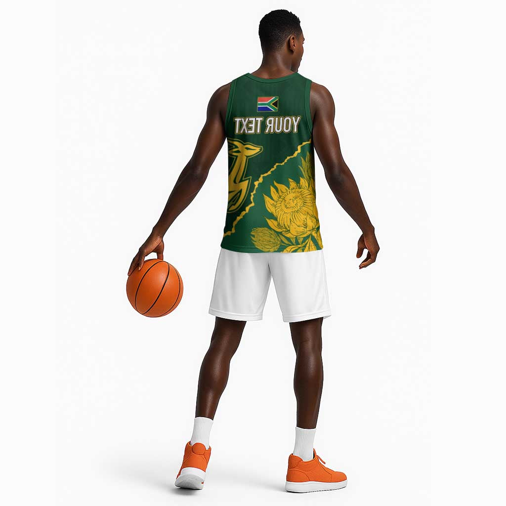 Personalised South Africa Rugby 2023 Basketball Jersey Bokke Champions Kente Ethnic - African Pride