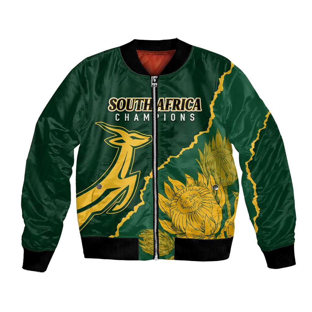 Personalised South Africa Rugby 2023 Bomber Jacket Bokke Champions Kente Ethnic