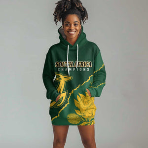 Personalised South Africa Rugby 2023 Hoodie Dress Bokke Champions Kente Ethnic