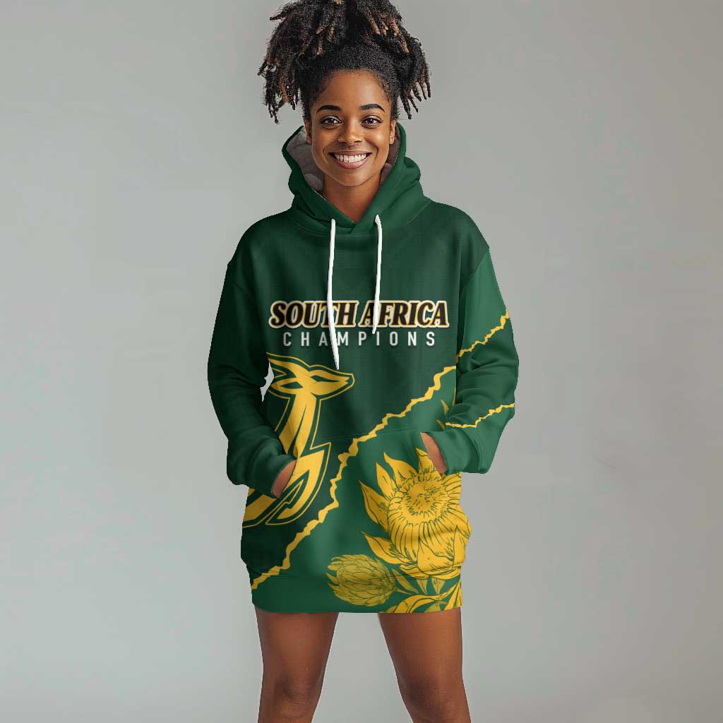 Personalised South Africa Rugby 2023 Hoodie Dress Bokke Champions Kente Ethnic