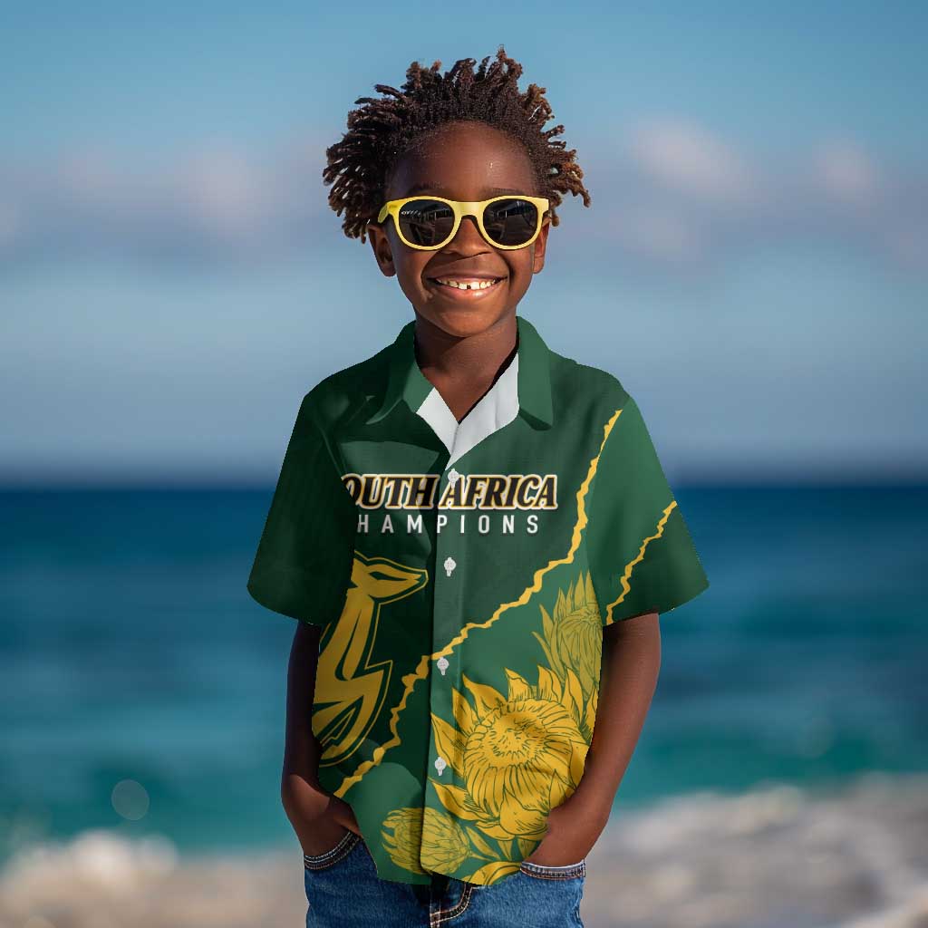 Personalised South Africa Rugby 2023 Kid Hawaiian Shirt Bokke Champions Kente Ethnic