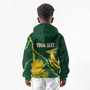 Personalised South Africa Rugby 2023 Kid Hoodie Bokke Champions Kente Ethnic