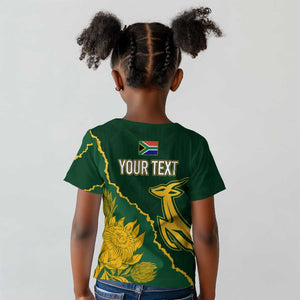 Personalised South Africa Rugby 2023 Kid T shirt Bokke Champions Kente Ethnic