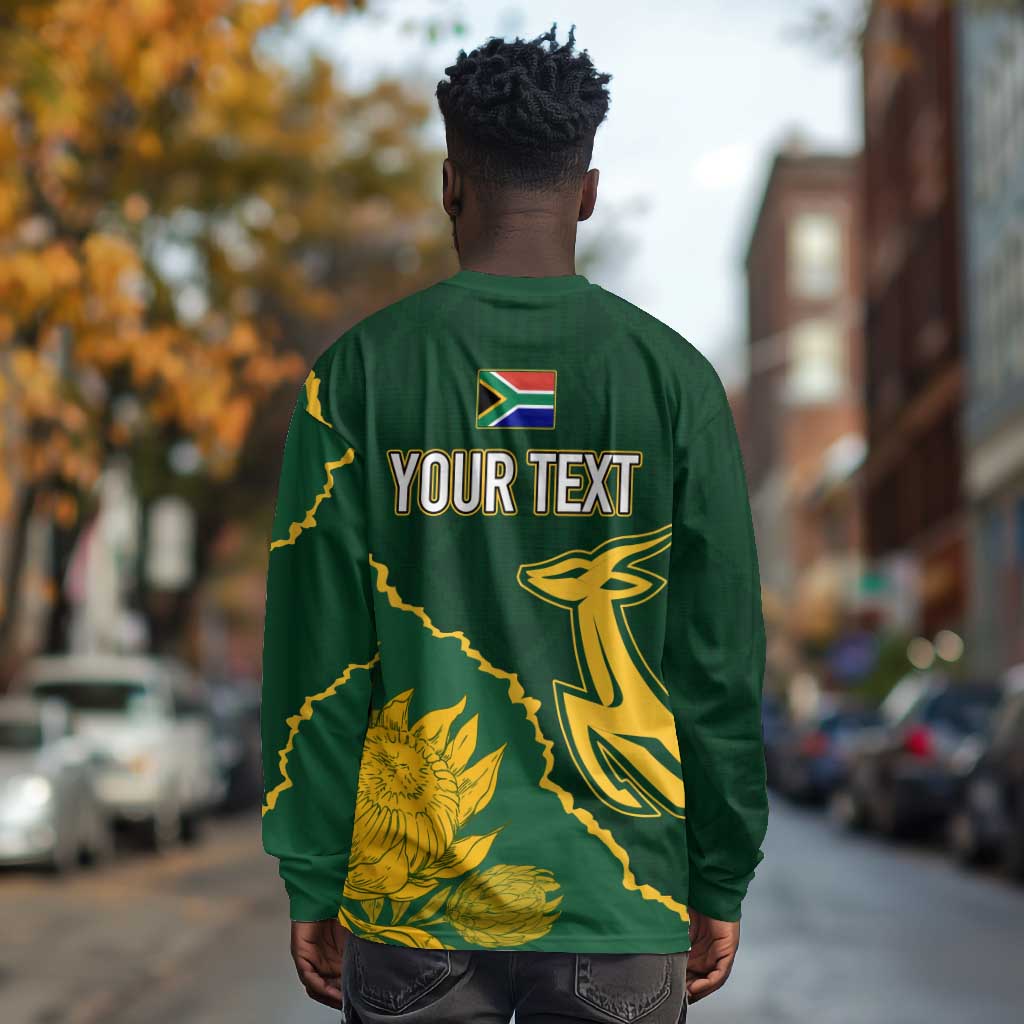 Personalised South Africa Rugby 2023 Long Sleeve Shirt Bokke Champions Kente Ethnic LT7