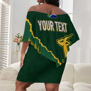 Personalised South Africa Rugby 2023 Off Shoulder Short Dress Bokke Champions Kente Ethnic LT7