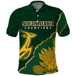 Personalised South Africa Rugby 2023 Polo Shirt Bokke Champions Kente Ethnic