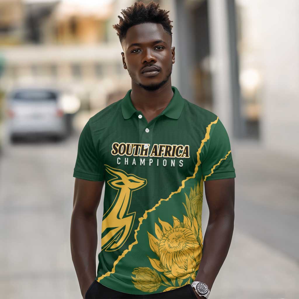 Personalised South Africa Rugby 2023 Polo Shirt Bokke Champions Kente Ethnic