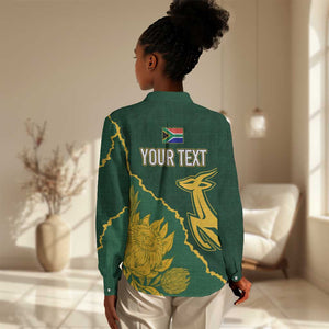 Personalised South Africa Rugby 2023 Women Casual Shirt Bokke Champions Kente Ethnic LT7