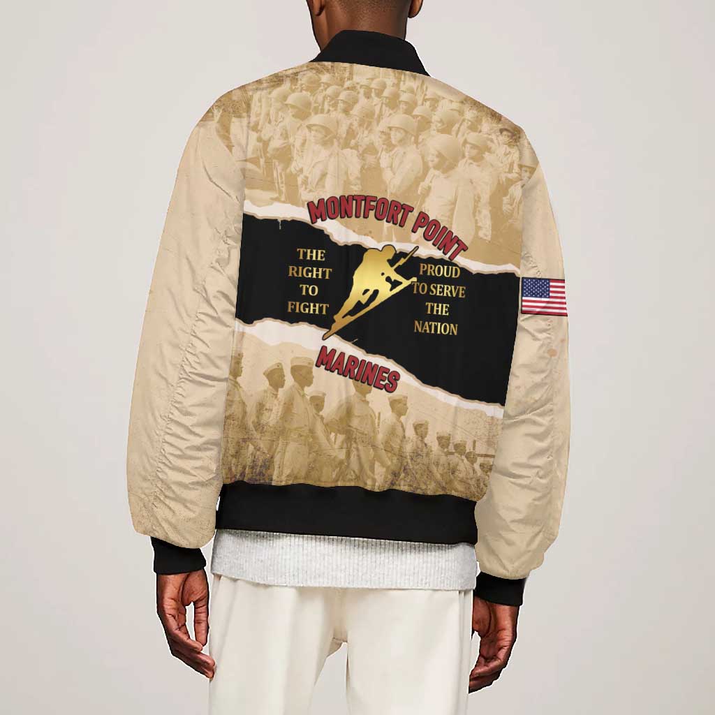 Montfort Point Marines Bomber Jacket African American First To Fight Prejudice