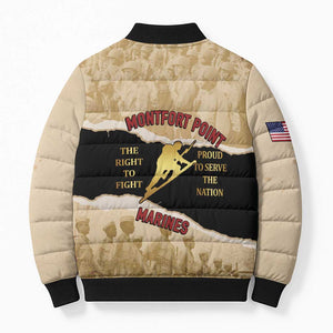 Montfort Point Marines Bomber Puffer Jacket African American First To Fight Prejudice