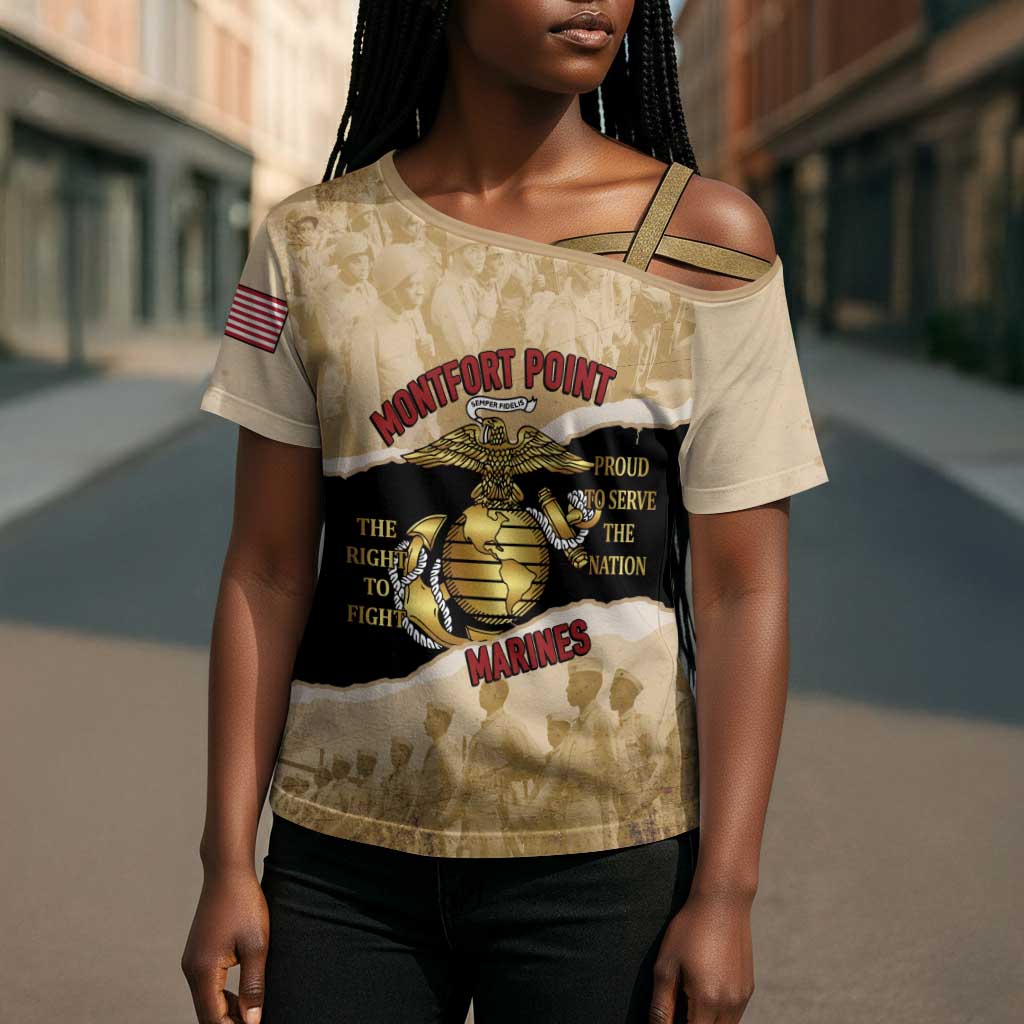 Montfort Point Marines Cross Shoulder Shirt African American First To Fight Prejudice