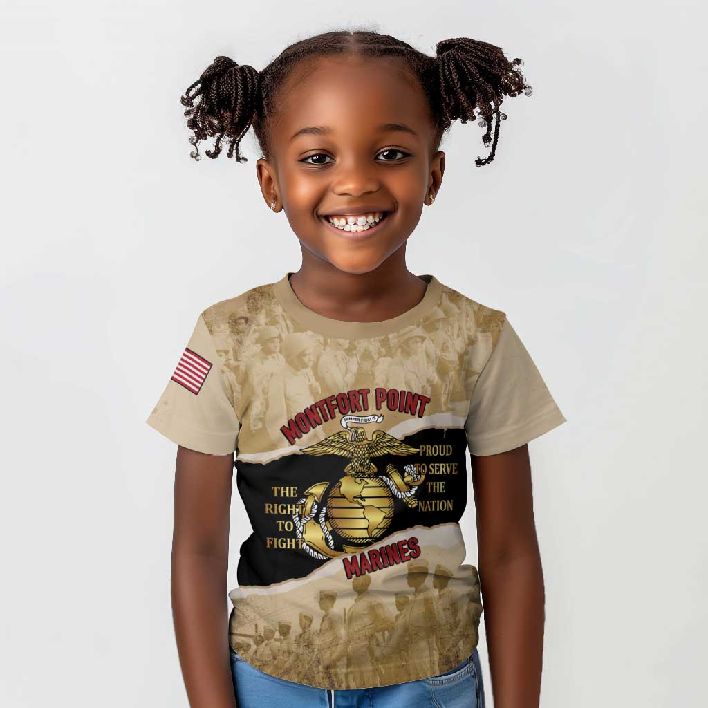 Montfort Point Marines Kid T shirt African American First To Fight Prejudice