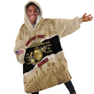 Montfort Point Marines Kid Wearable Blanket Hoodie African American First To Fight Prejudice