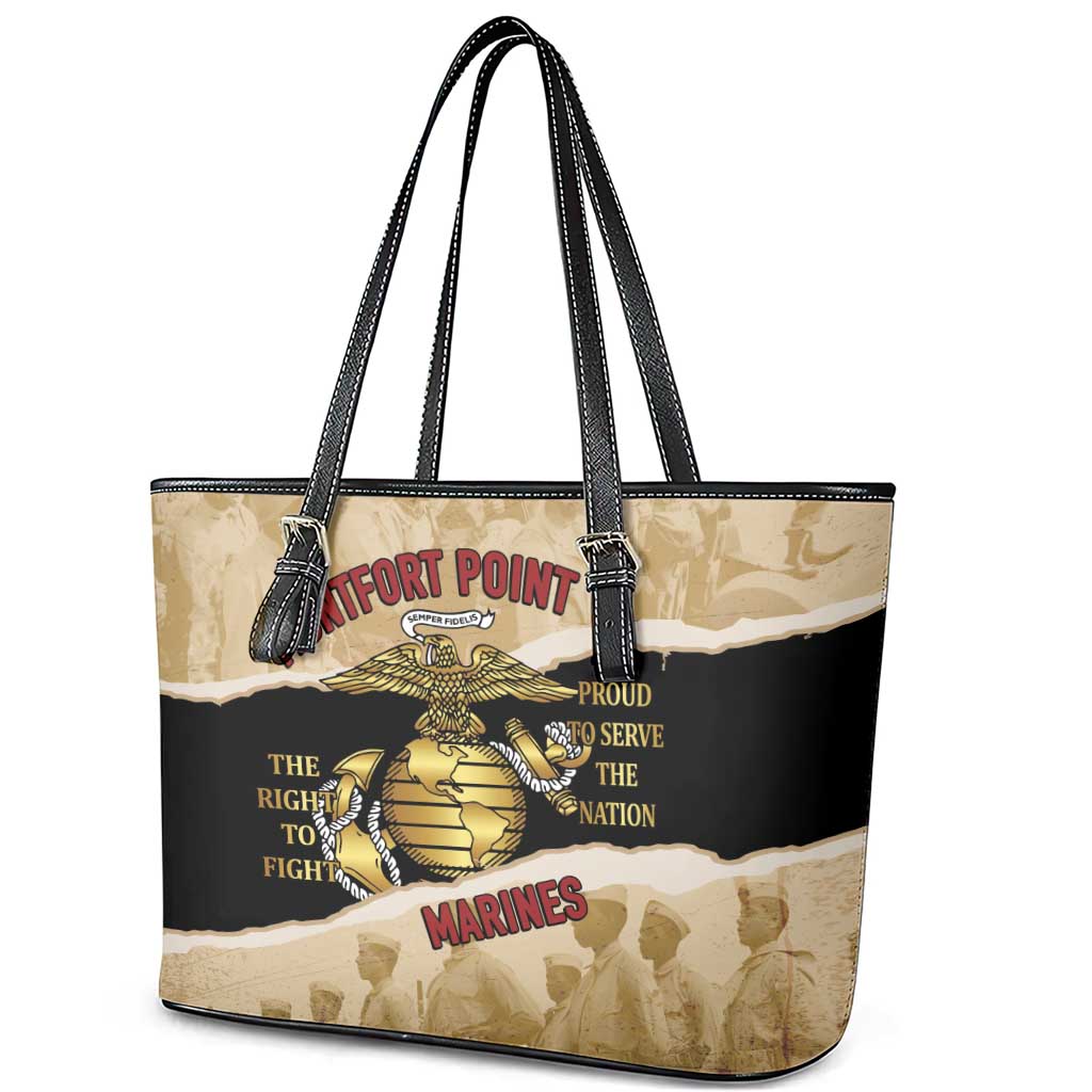 Montfort Point Marines Leather Tote Bag African American First To Fight Prejudice