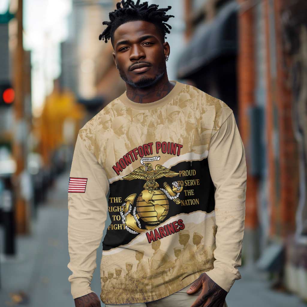 Montfort Point Marines Long Sleeve Shirt African American First To Fight Prejudice