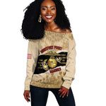 Montfort Point Marines Off Shoulder Sweater African American First To Fight Prejudice