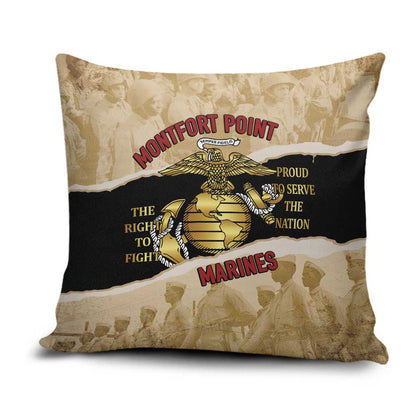 Montfort Point Marines Pillow Cover African American First To Fight Prejudice