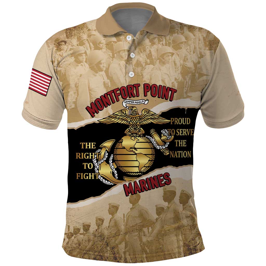 Montfort Point Marines Polo Shirt African American First To Fight Prejudice