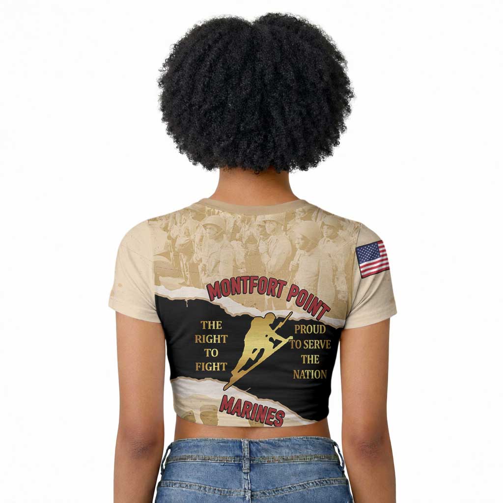 Montfort Point Marines Raglan Cropped T shirt African American First To Fight Prejudice
