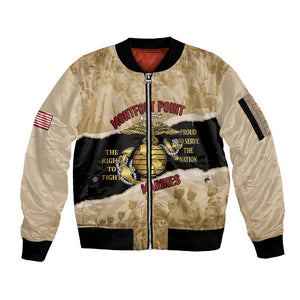 Montfort Point Marines Sleeve Zip Bomber Jacket African American First To Fight Prejudice