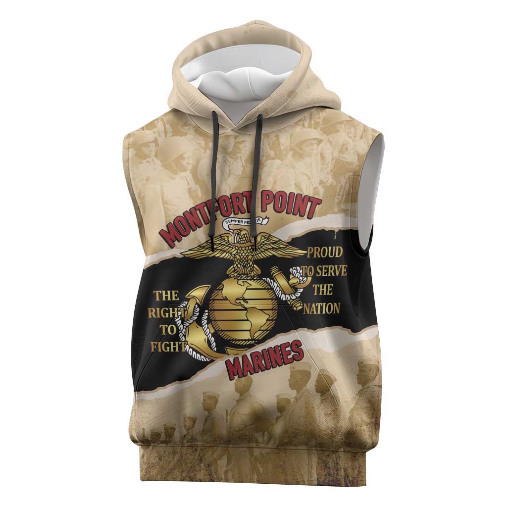 Montfort Point Marines Sleeveless Hoodie African American First To Fight Prejudice