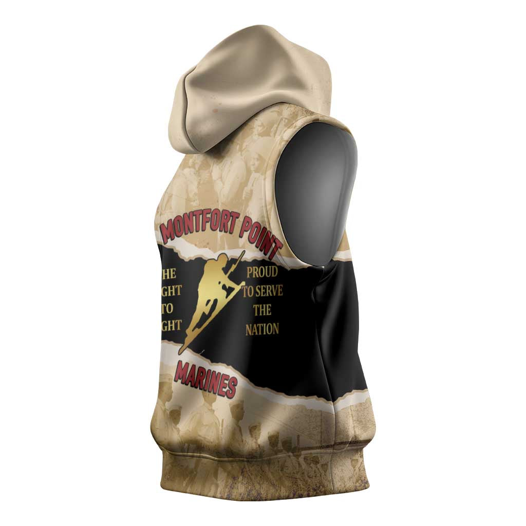 Montfort Point Marines Sleeveless Hoodie African American First To Fight Prejudice