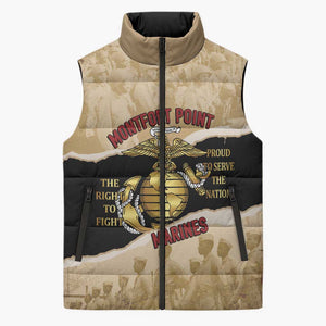 Montfort Point Marines Sleeveless Puffer Jacket African American First To Fight Prejudice
