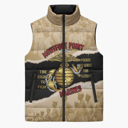Montfort Point Marines Sleeveless Puffer Jacket African American First To Fight Prejudice