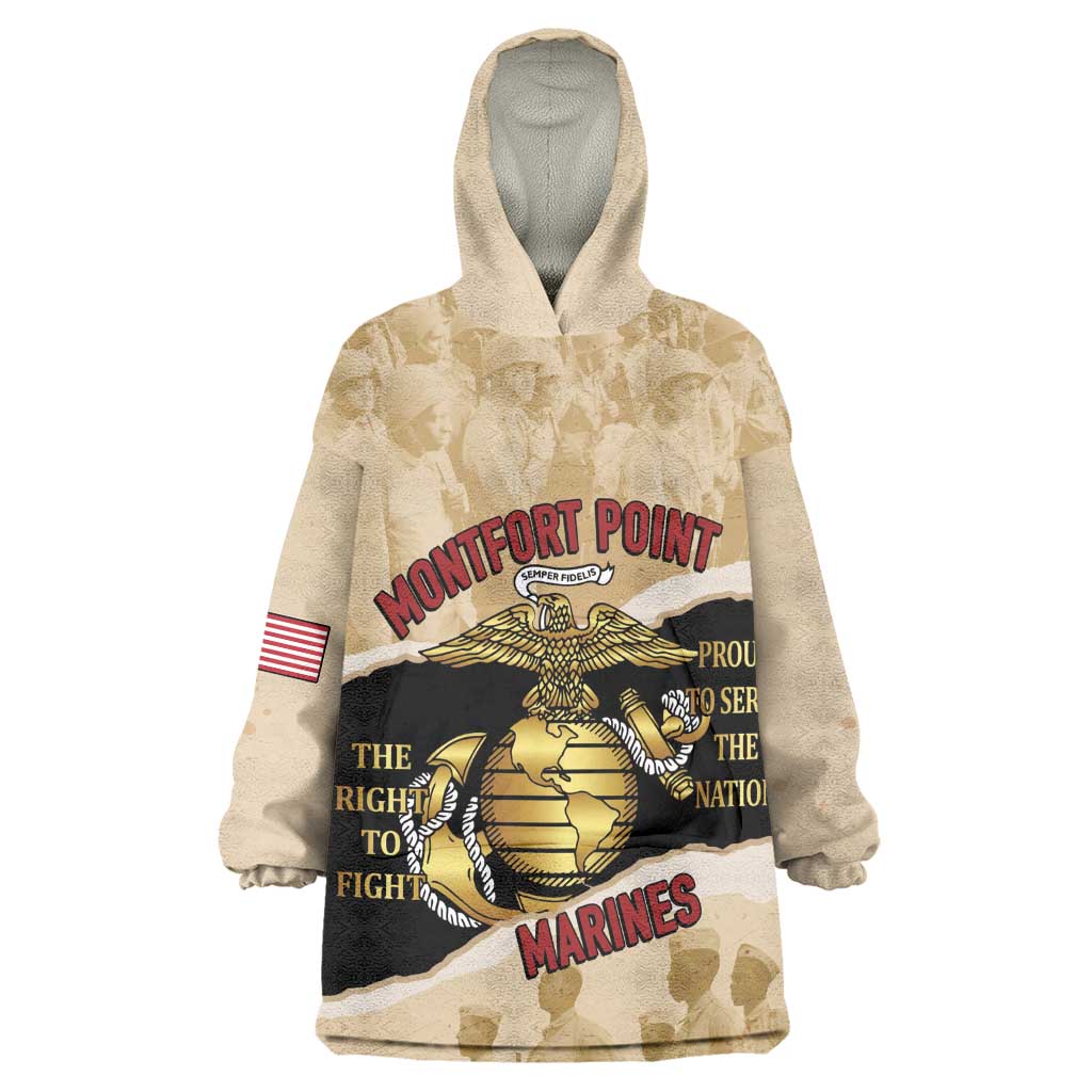 Montfort Point Marines Wearable Blanket Hoodie African American First To Fight Prejudice