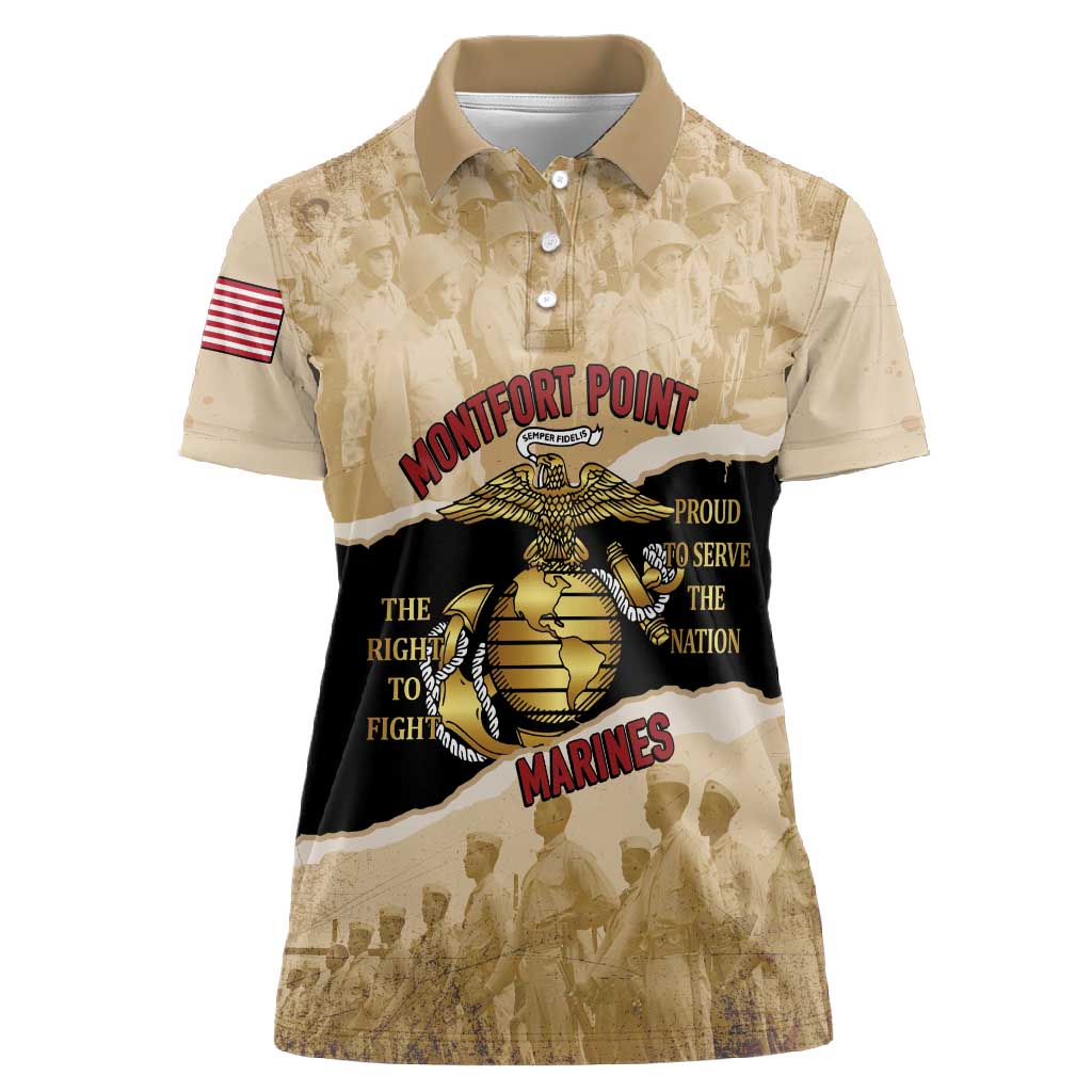 Montfort Point Marines Women Polo Shirt African American First To Fight Prejudice