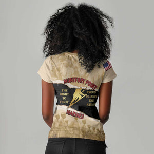 Montfort Point Marines Women V-Neck T-Shirt African American First To Fight Prejudice