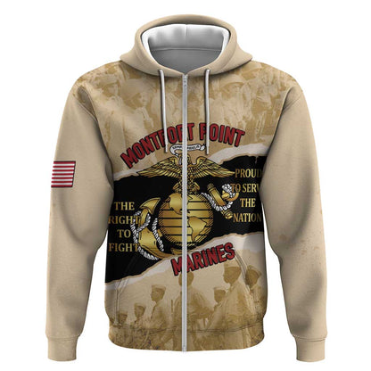 Montfort Point Marines Zip Hoodie African American First To Fight Prejudice