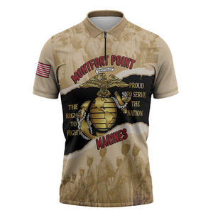 Montfort Point Marines Zipper Polo Shirt African American First To Fight Prejudice