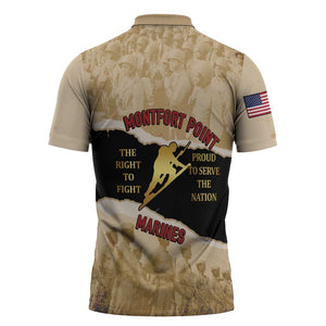Montfort Point Marines Zipper Polo Shirt African American First To Fight Prejudice