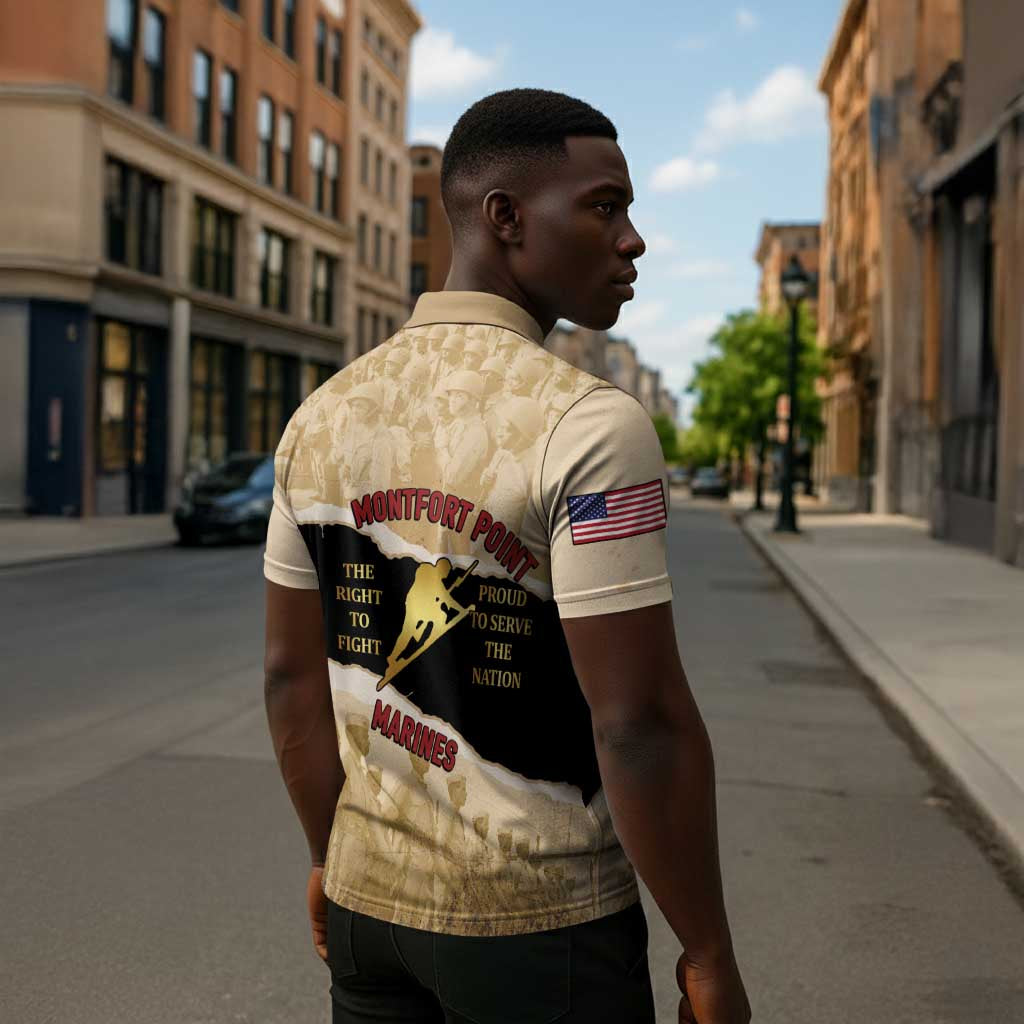 Montfort Point Marines Zipper Polo Shirt African American First To Fight Prejudice