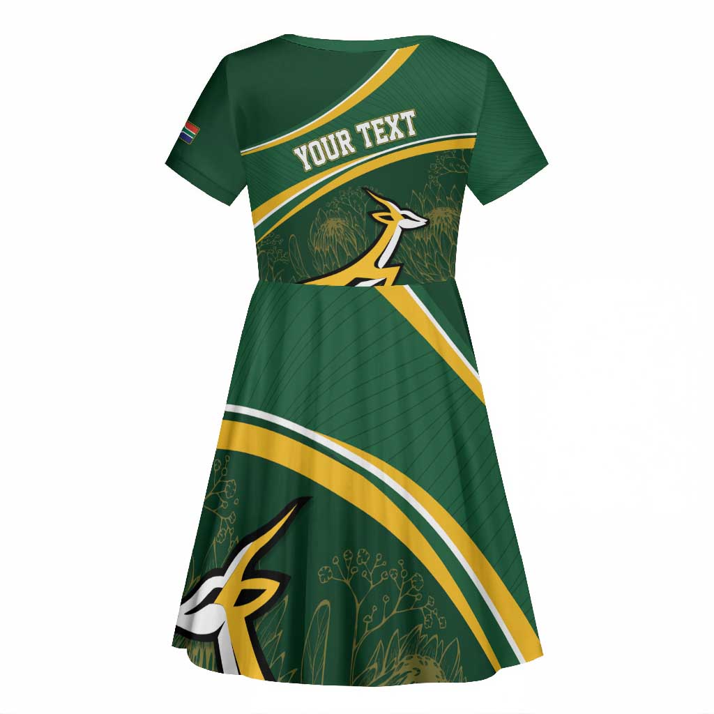 South Africa Rugby Personalized Bokke Kid Short Sleeve Dress Springboks - Stronger Together - African Pride