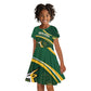 South Africa Rugby Personalized Bokke Kid Short Sleeve Dress Springboks - Stronger Together - African Pride