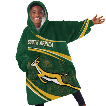 South Africa Rugby Personalized Bokke Kid Wearable Blanket Hoodie Springboks - Stronger Together - African Pride