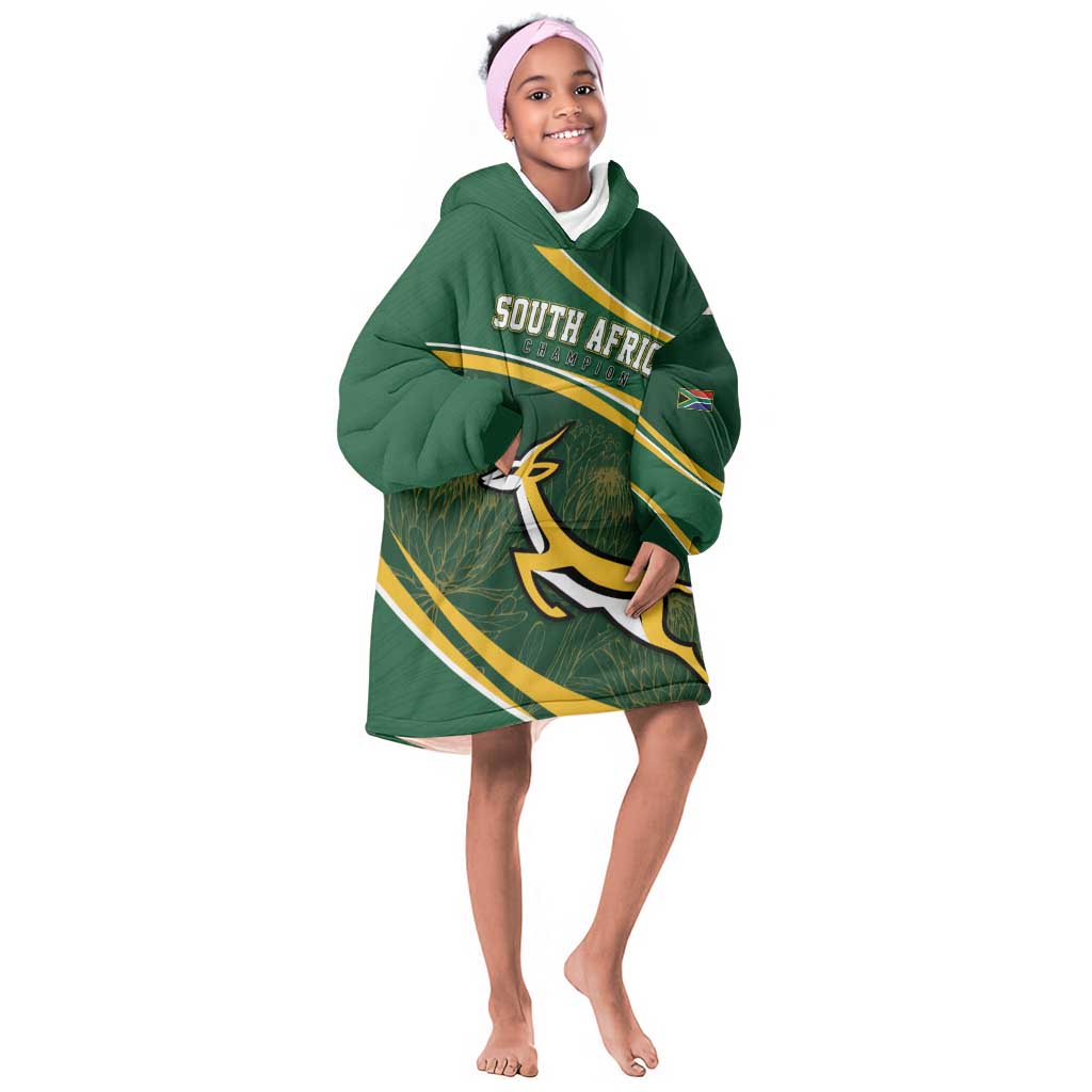 South Africa Rugby Personalized Bokke Kid Wearable Blanket Hoodie Springboks - Stronger Together - African Pride