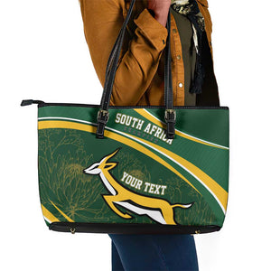 South Africa Rugby Personalized Bokke Leather Tote Bag Springboks - Stronger Together - African Pride