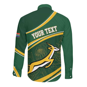 South Africa Rugby Personalized Bokke Long Sleeve Button Shirt Springboks - Stronger Together - African Pride