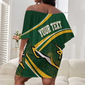 South Africa Rugby Personalized Bokke Off Shoulder Short Dress Springboks - Stronger Together - African Pride