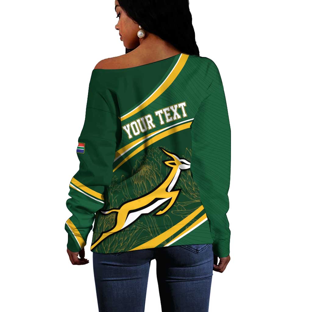 South Africa Rugby Personalized Bokke Off Shoulder Sweater Springboks - Stronger Together - African Pride