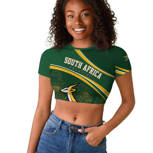South Africa Rugby Personalized Bokke Raglan Cropped T shirt Springboks - Stronger Together - African Pride
