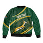 South Africa Rugby Personalized Bokke Sleeve Zip Bomber Jacket Springboks - Stronger Together - African Pride