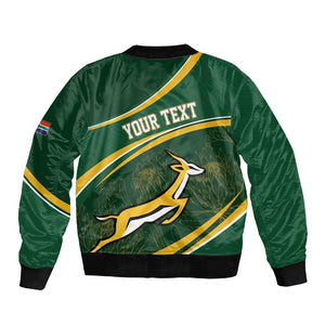 South Africa Rugby Personalized Bokke Sleeve Zip Bomber Jacket Springboks - Stronger Together - African Pride