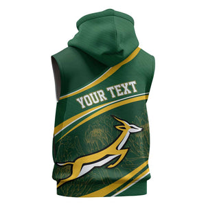 South Africa Rugby Personalized Bokke Sleeveless Hoodie Springboks - Stronger Together - African Pride