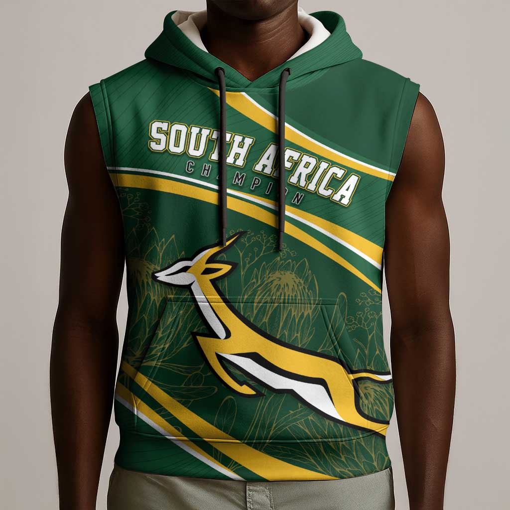 South Africa Rugby Personalized Bokke Sleeveless Hoodie Springboks - Stronger Together - African Pride