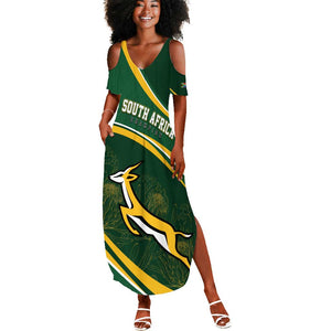 South Africa Rugby Personalized Bokke Summer Maxi Dress Springboks - Stronger Together - African Pride