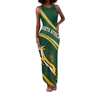 South Africa Rugby Personalized Bokke Tank Maxi Dress Springboks - Stronger Together - African Pride